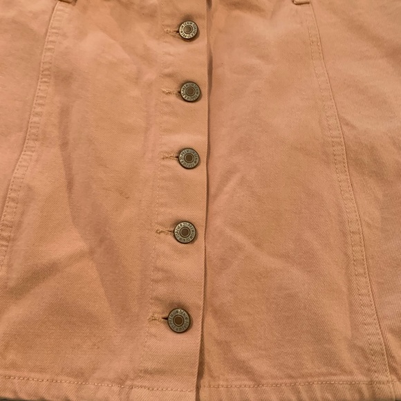 Forever 21 Orange Peach Denim Button Fly Mini Skirt - Picture 2 of 5
